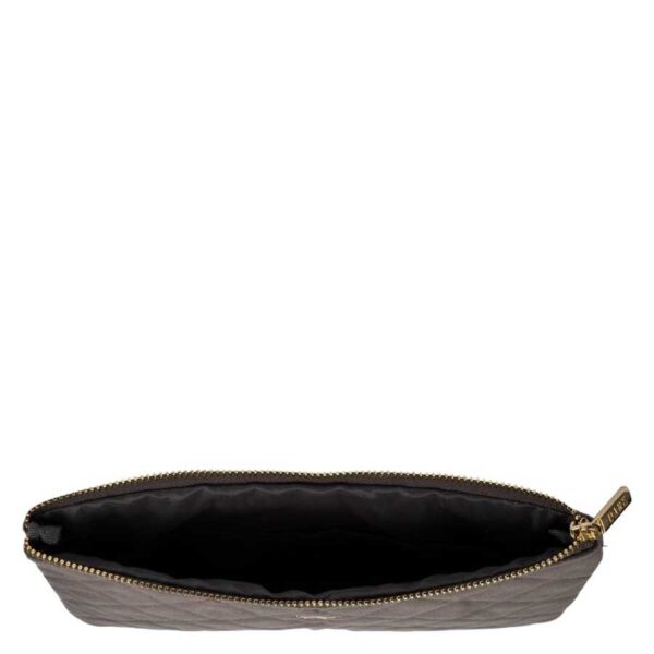 DARK Velvet Quilted Small Pouch Dark Grey