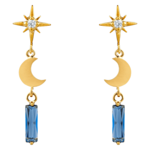 Orelia Jewellery Starburst Moon & Baguette Drop Earrings