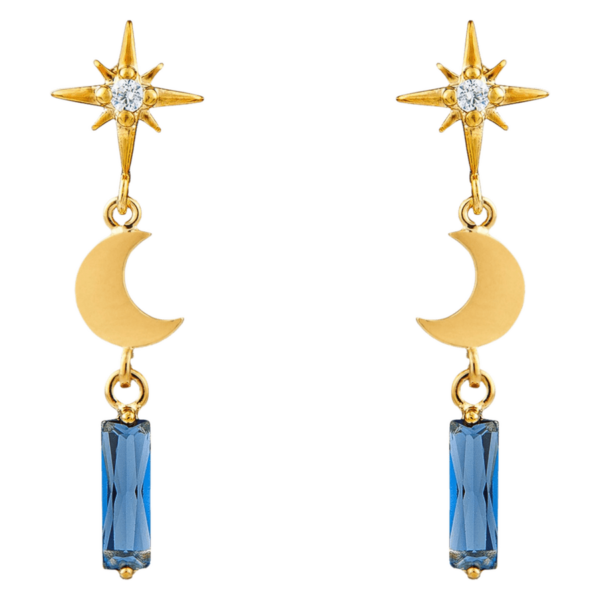 Orelia Jewellery Starburst Moon & Baguette Drop Earrings