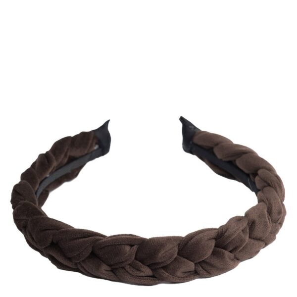 DARK Velvet Hair Band Braided Chocolate Brown