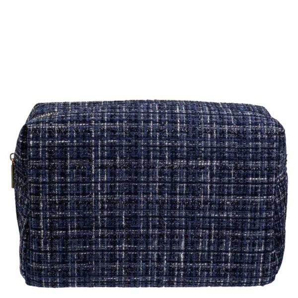 DARK Tweed Make-Up Pouch Large Navy Blue