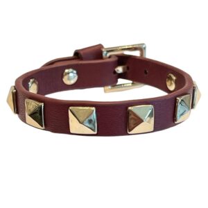 DARK Leather Stud Bracelet Maroon