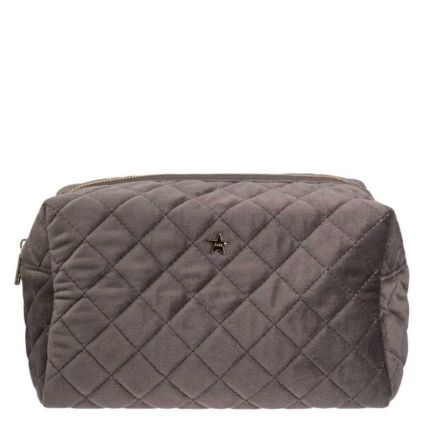 DARK Velvet Square Quilted Make-Up Pouch Small Dark Grey