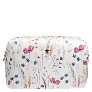 DARK Velvet Square Make-Up Pouch Large Multicolor Flower Pattern