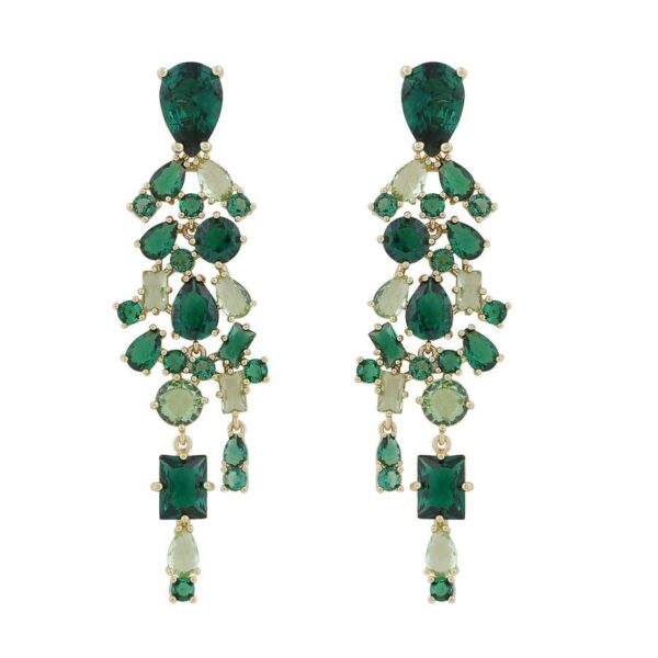 Snö Of Sweden Ellie Big Pendant Earring Gold/Mix Green