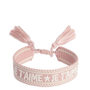 DARK Woven Friendship Bracelet Je T&apos;aime Dusty Rose