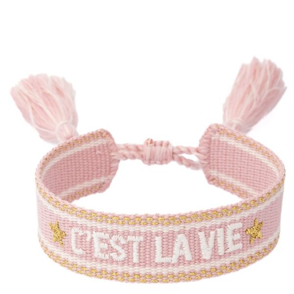 DARK Woven Friendship Bracelet C&apos;est La Vie Light Rose With Gold