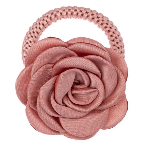 DARK Satin Rose Hair Tie Rose