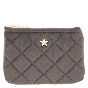 DARK Velvet Quilted Mini Pouch Dark Grey