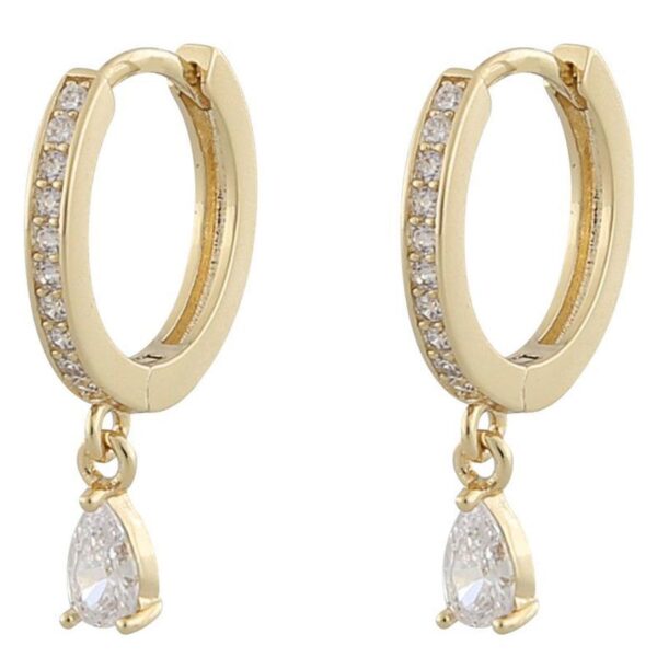 Snö Of Sweden Camille Drop Ring Earring Gold/Clear 14