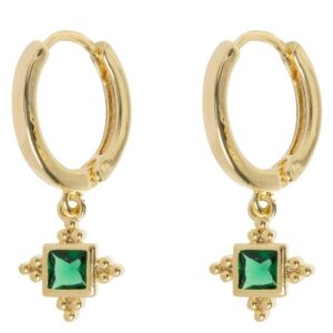 Timi Of Sweden Arya Green Crystal Pendant Hoop Earrings