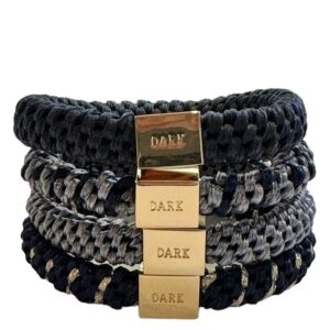 DARK Fat Hair Ties Combo Navy Blue Mix With Gold 4pcs