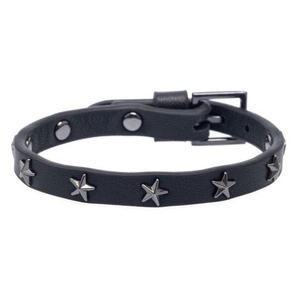 DARK Leather Star Stud Bracelet Mini Black With Gun