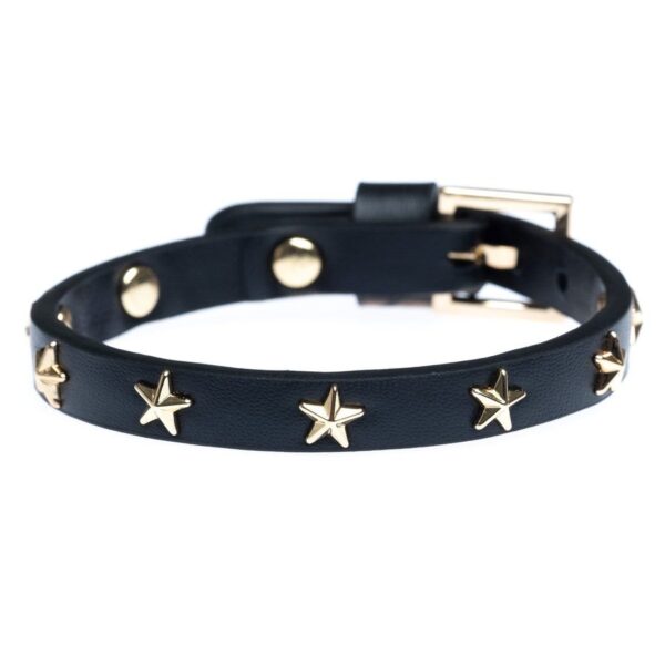 DARK Leather Star Stud Bracelet Mini Black